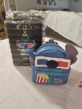 Loungefly Blue Stitch 3D Mini Backpack Coin Purse with Red & Blue 3D Glasses